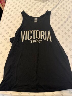 Victoria's Secret Sport Black Tank Top with Silver Logo